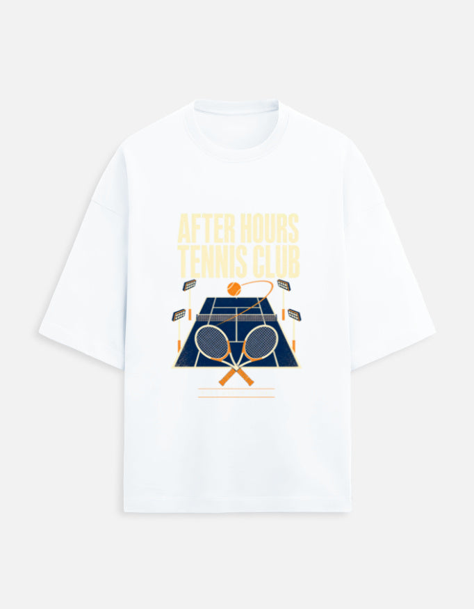After Hours Tennis Club White front lay-flat