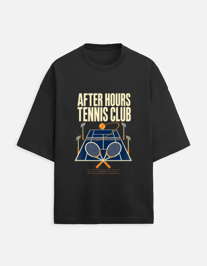 After Hours Tennis Club Black front lay-flat