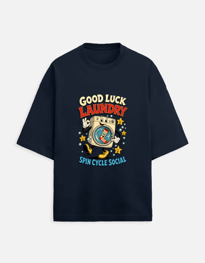 Good Luck Laundry Navy Blue front lay-flat