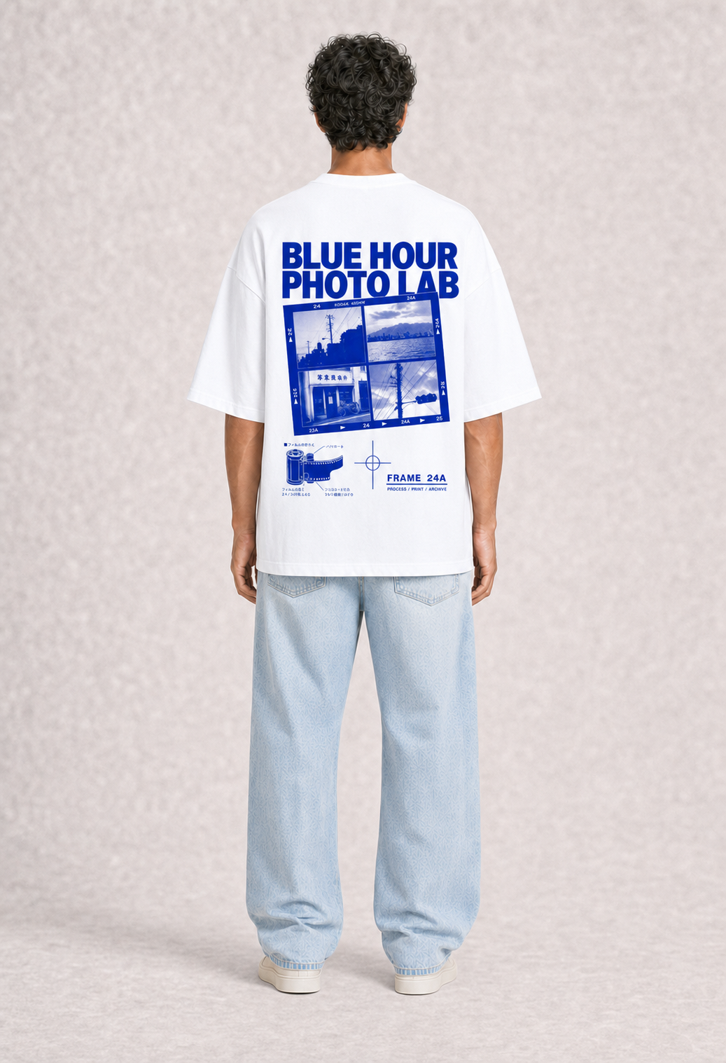 Blue Hour Photo Lab White model back print