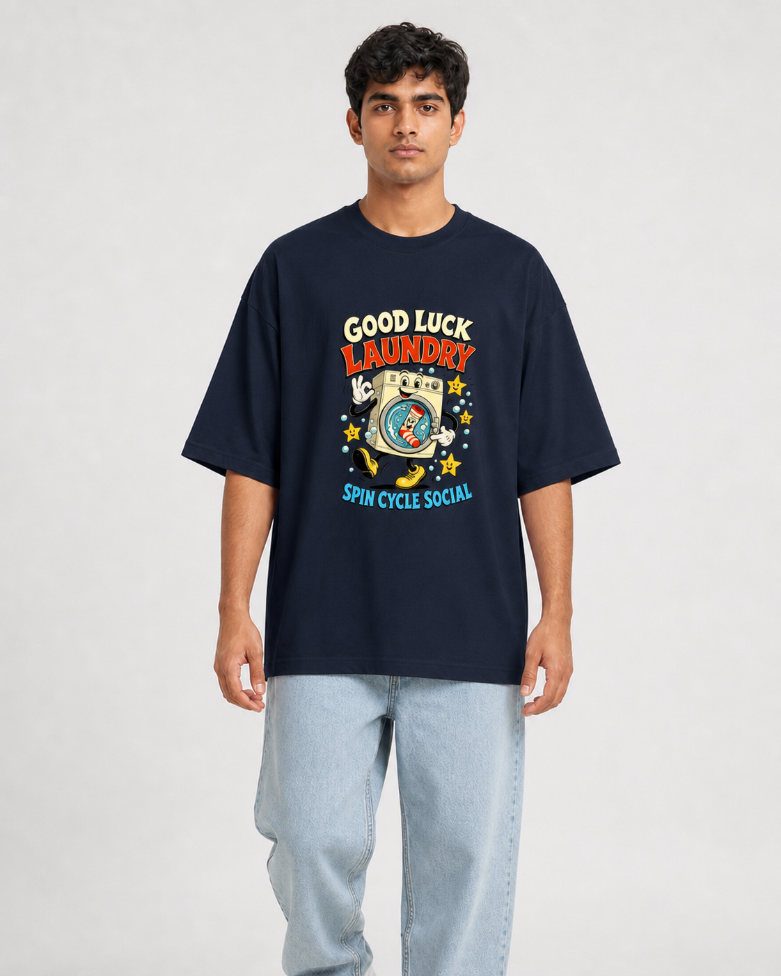 Good Luck Laundry Navy Blue model front