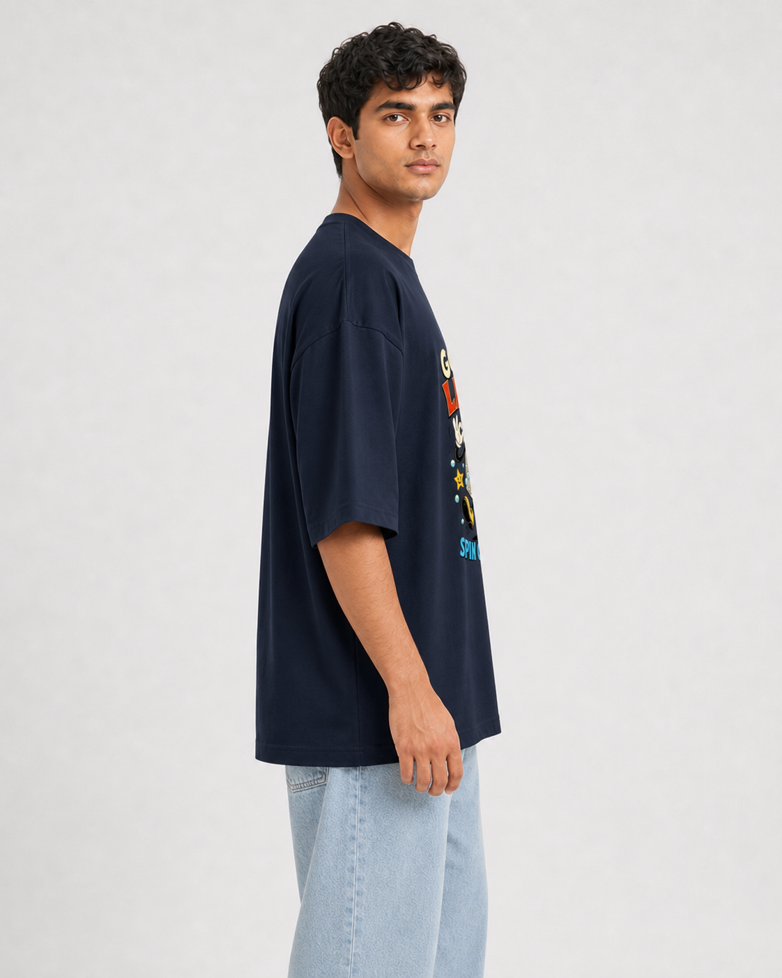 Good Luck Laundry Navy Blue model side fit