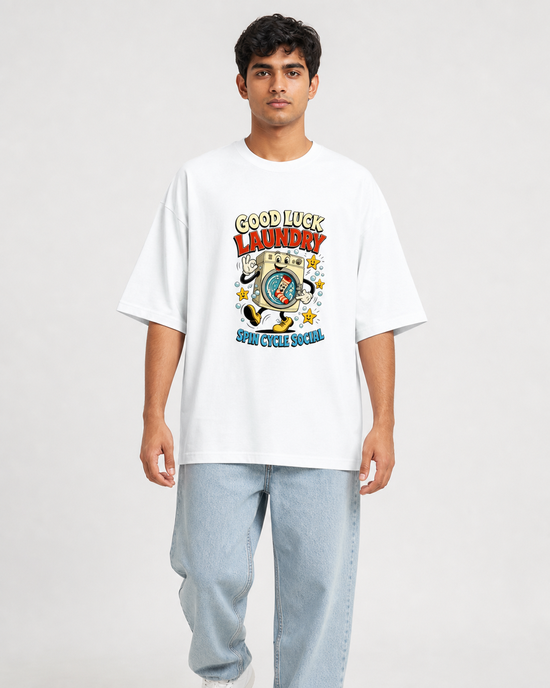 Good Luck Laundry White model front