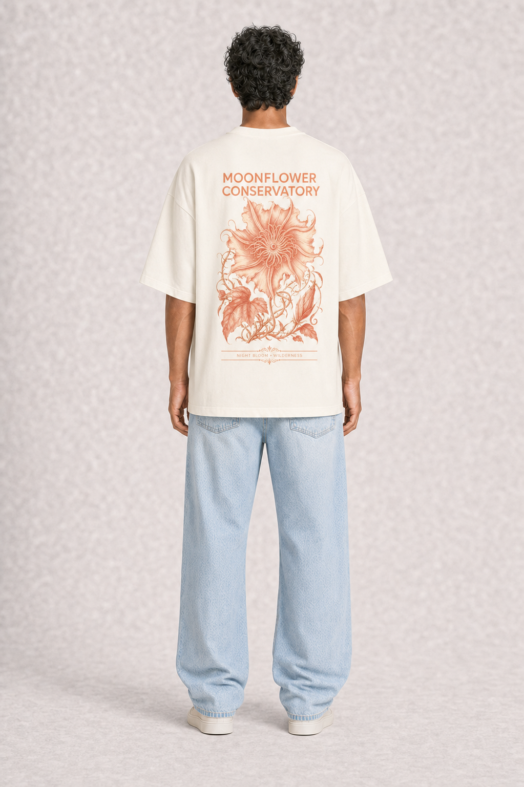 Moonflower Conservatory Off White model back print