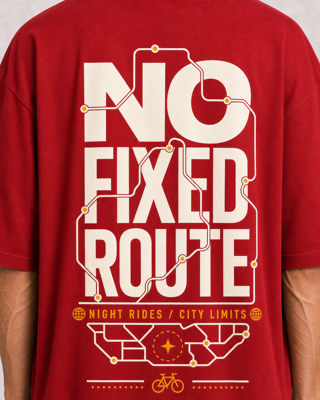 No Fixed Route Red back print close-up