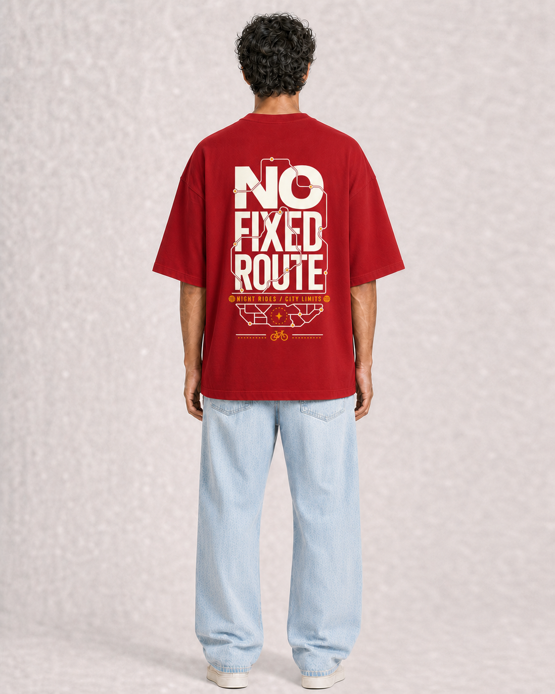 No Fixed Route Red model back print