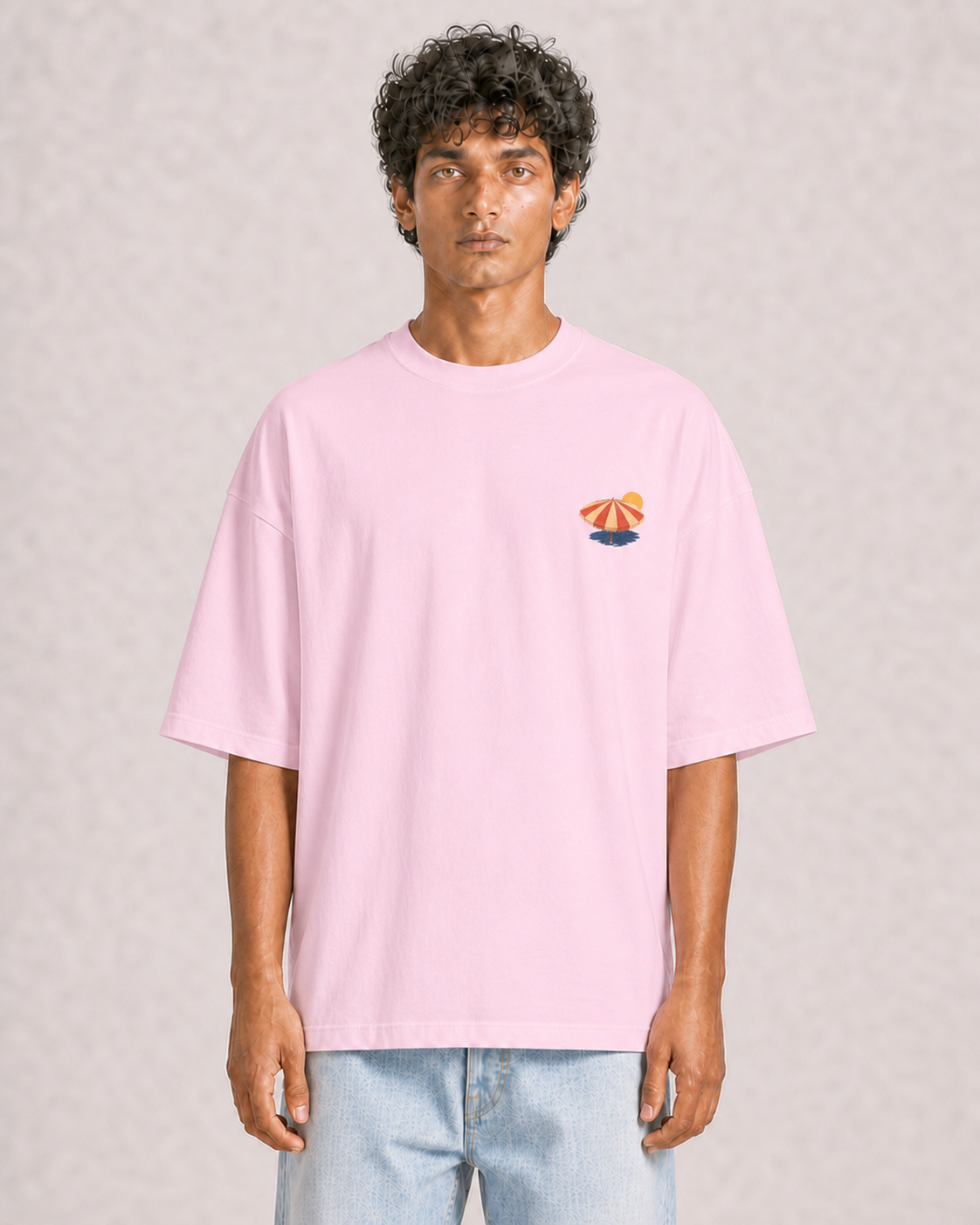 Slow Days Light Baby Pink model front pocket detail