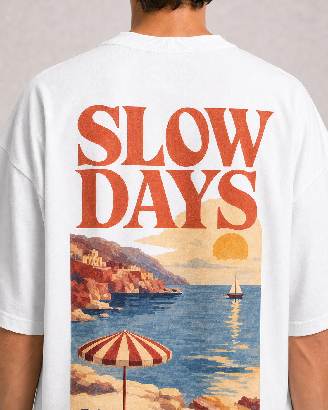 Slow Days White back print close-up