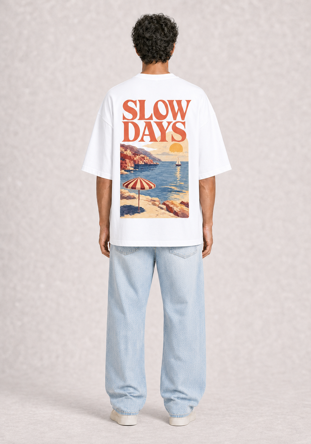 Slow Days White model back print