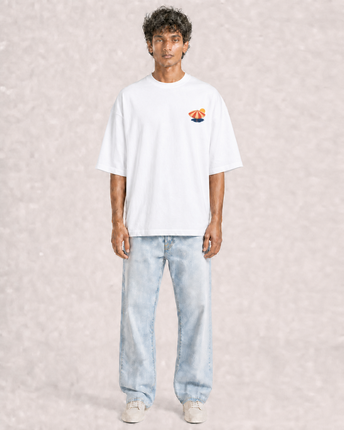 Slow Days White model front pocket