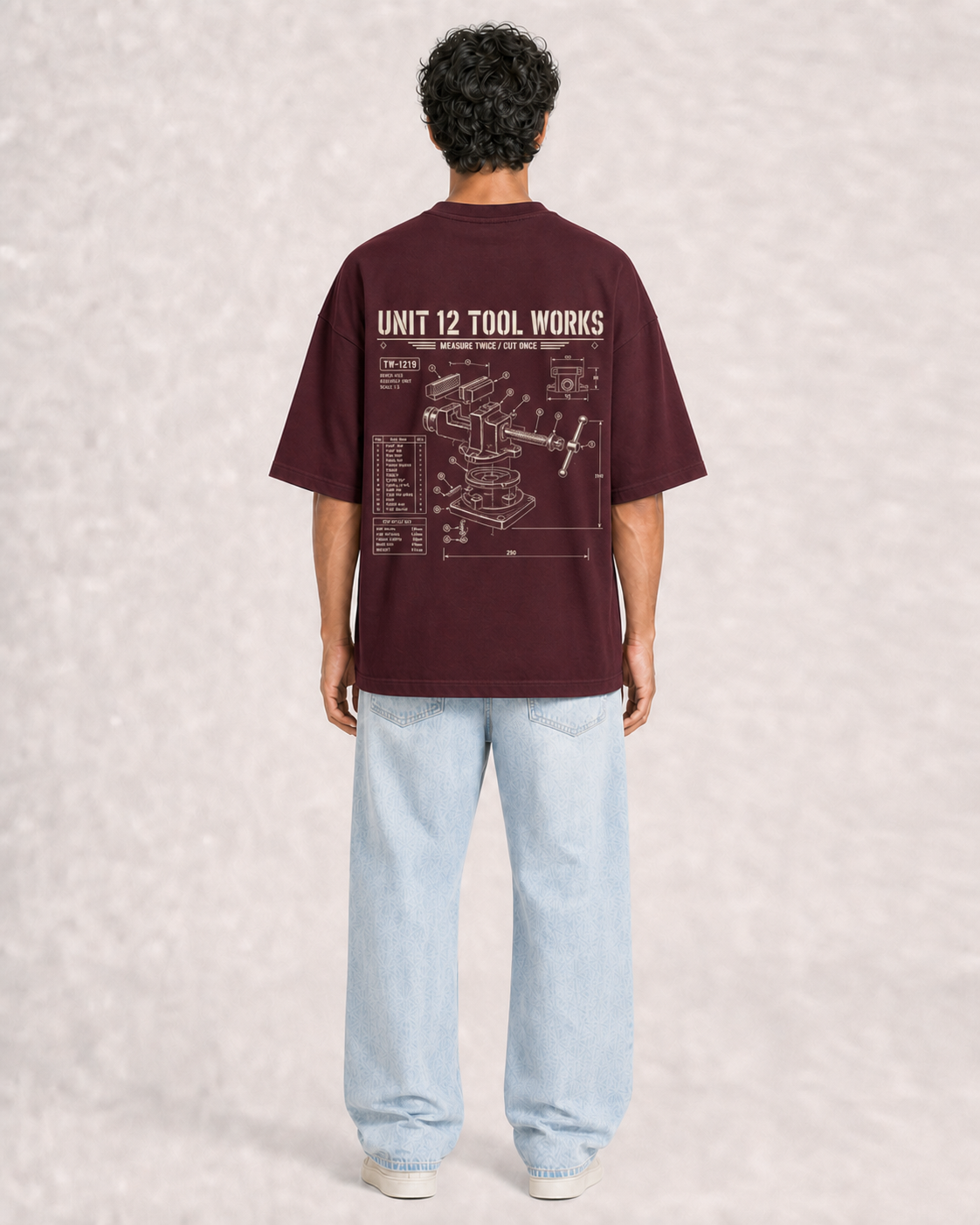 Unit 12 Tool Works Maroon model back print